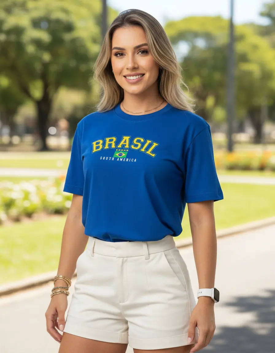 Camisa Do Brasil Casual Torcedor Unissex Tshirt Estilo Retrô
