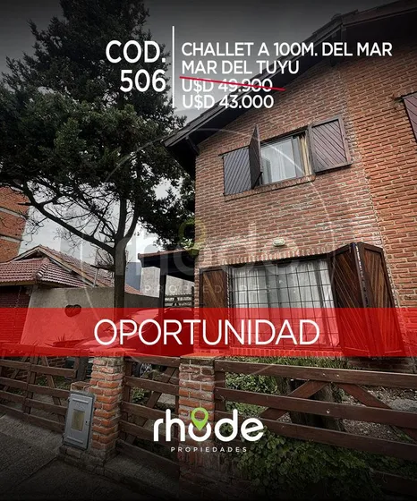 Challet Tres Ambientes A 100 Metros Del Mar En Mar Del Tuyu