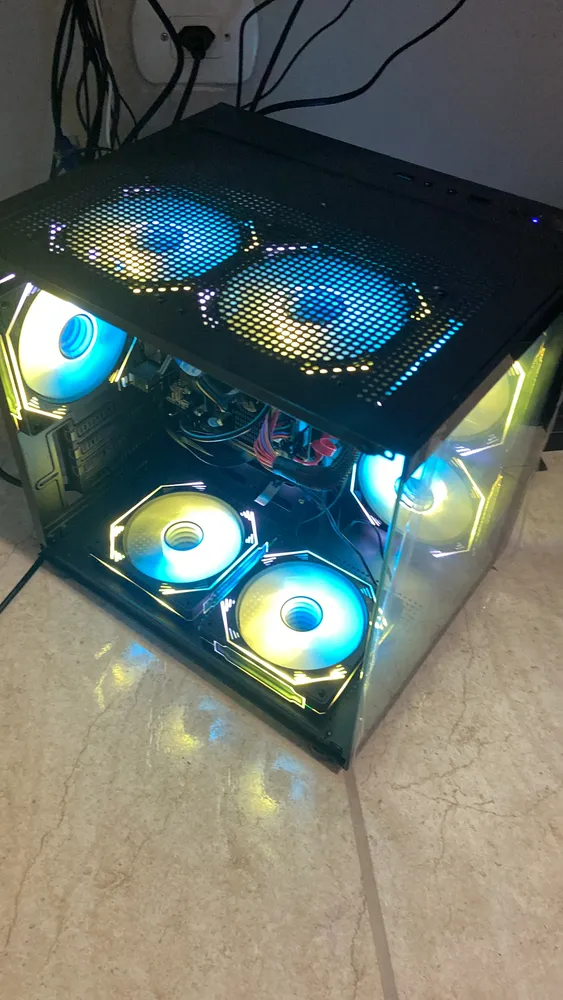 Gabinete Gamer Aquário Com 7 Fans Rgb Micro Mini Atx Preto
