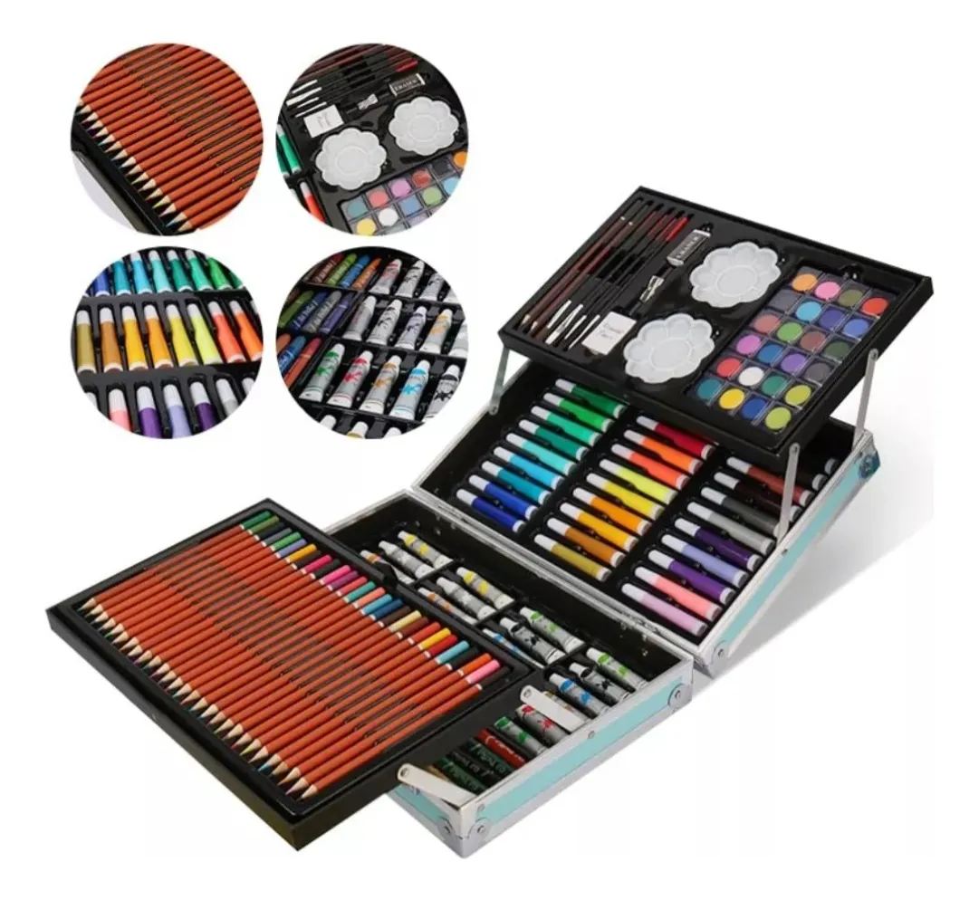 Set Arte Infantil Dibujo Maletín Metálico Valija X 145 Pcs