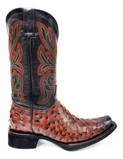 Botas de avestruz negras cuadradas sales