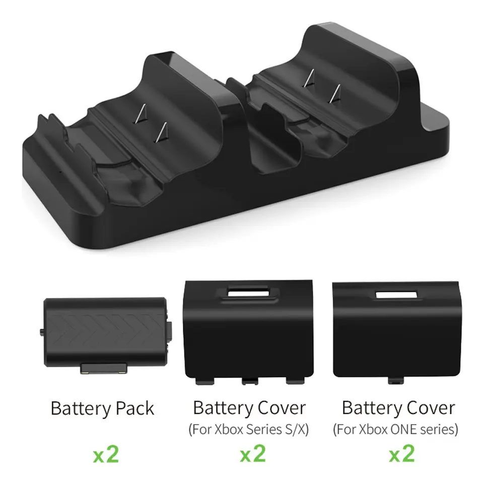 Carregador Controle Xbox One Series S/x + 2 Baterias 800mah