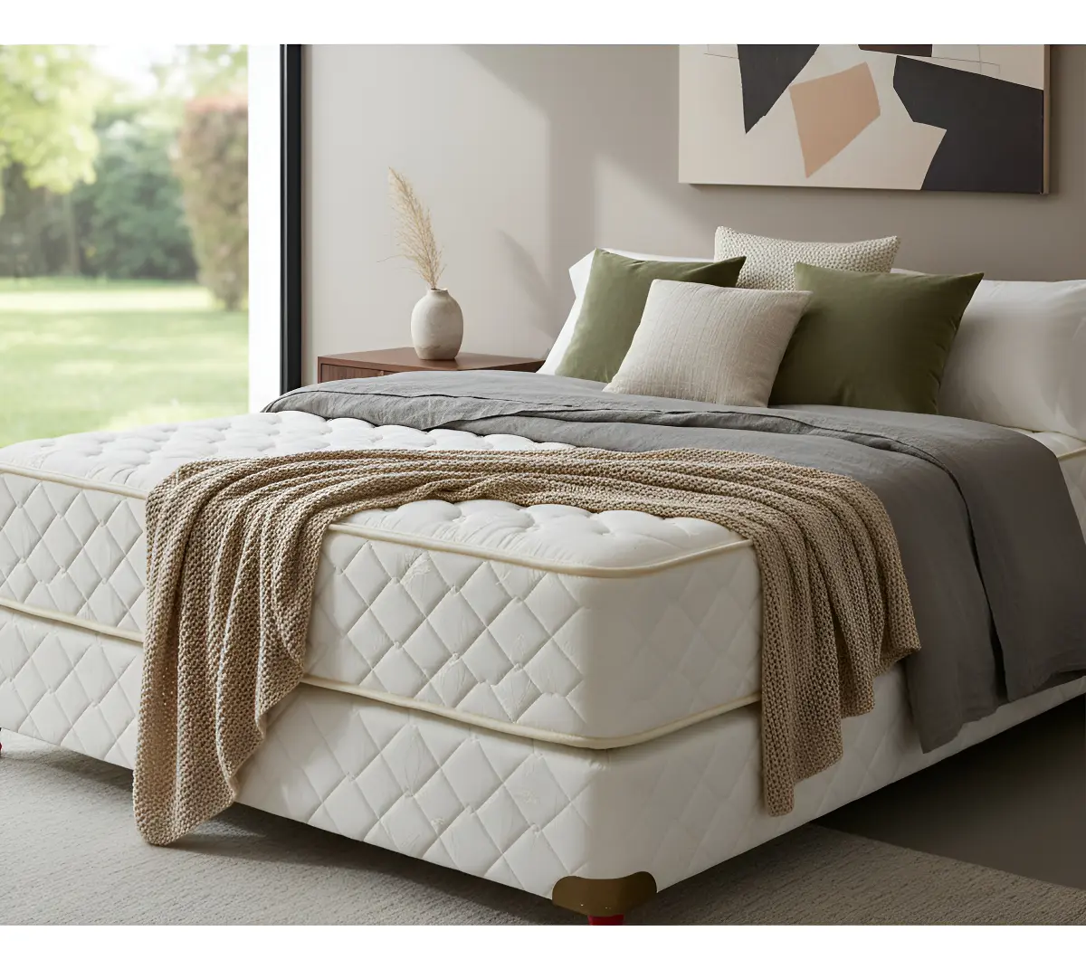 Colchón y Sommier 2 Plazas y Media Multiflex Caribe Luxe Espuma Alta Densidad 140x190cm