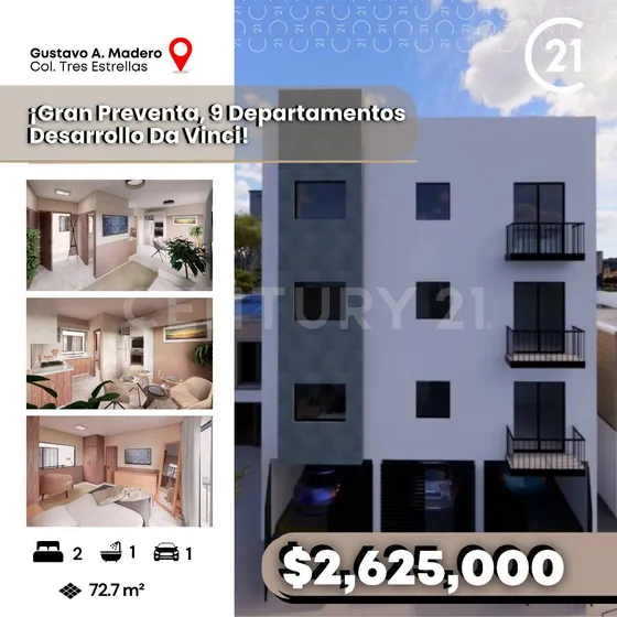 ¡preventa! Ultimos Dias Departamentos En Colonia Tres Estrellas