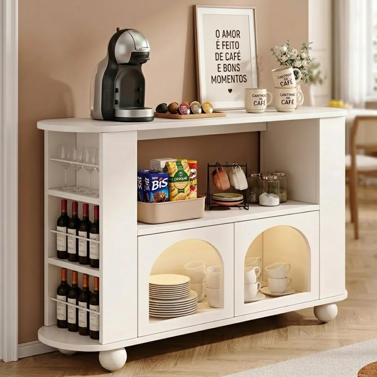Buffet Aparador Cantinho Do Café Multiuso 120cm Yesop