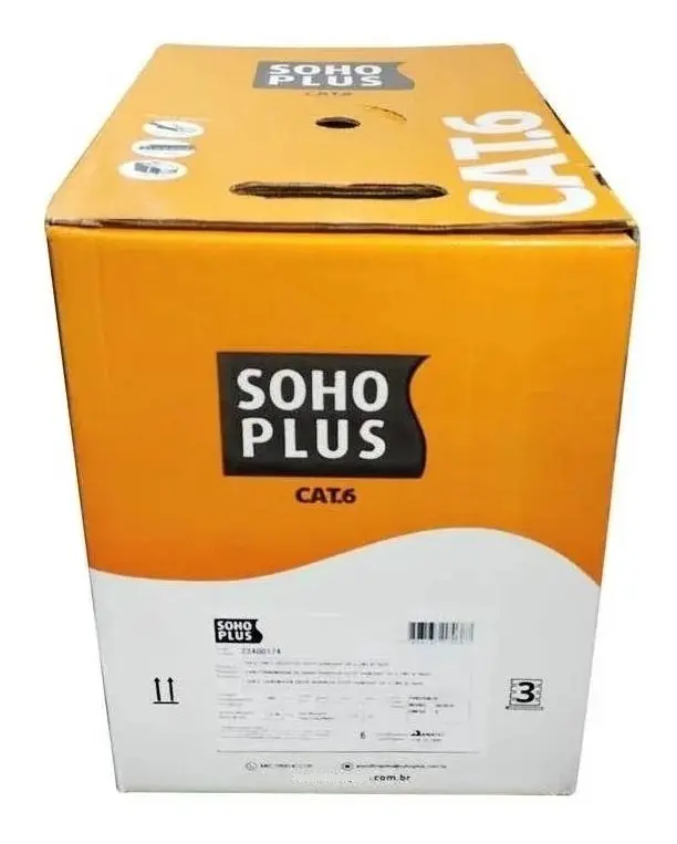 Cabo de Rede Furukawa Soho Plus CAT6 305 Metros CMX 24AWG 4 Pares 8 Fios 100% Cobre Anti-chamas - Azul