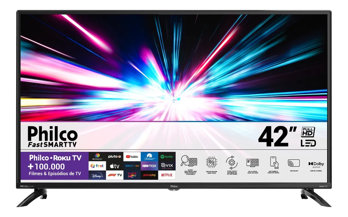 Smart Tv Led 42'' Ptv42g6fr2cpf Roku Dolby Audio Preta Philco