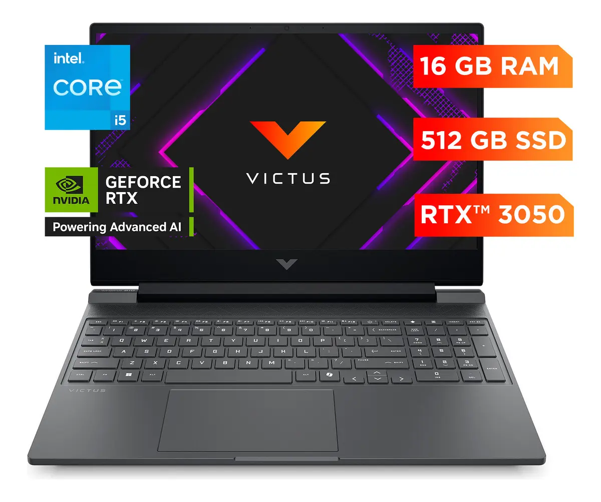 Notebook Gamer HP Victus 15-FA2014LA Intel Core i5 16gb Ram 512gb Ssd RTX3050 6gb Windows 11 Home
