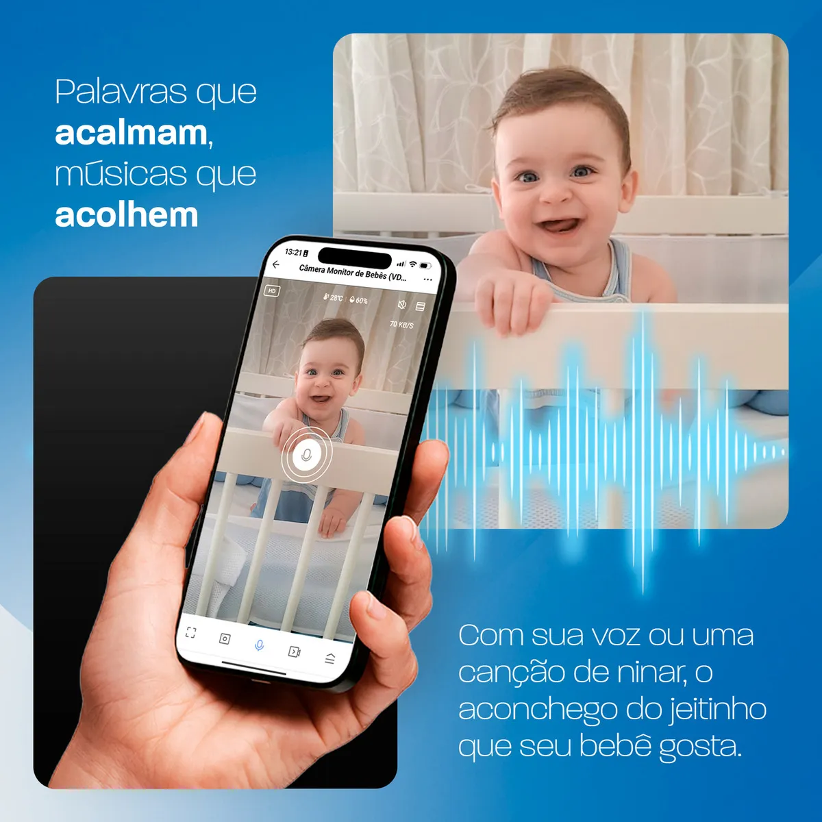 Babá eletrônica inteligente visão noturna e detecção de choro Velds - Vista 4