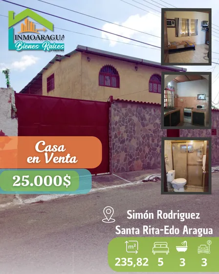 Casa En Venta/ Simón Rodríguez Sector Santa Rita Aragua/ Pg1112