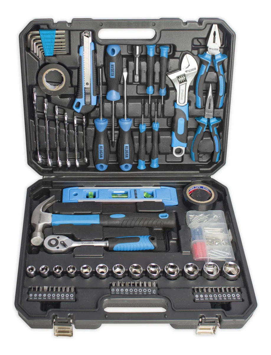 Set Caja De Herramientas Kit De 234 Piezas Manuales Klugan Color Negro Gris Oscuro