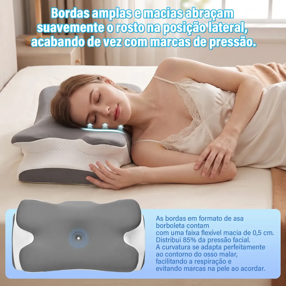 Travesseiro Cervical Ehomfory em Espuma Viscoelástica Cinza-escuro — foto 3