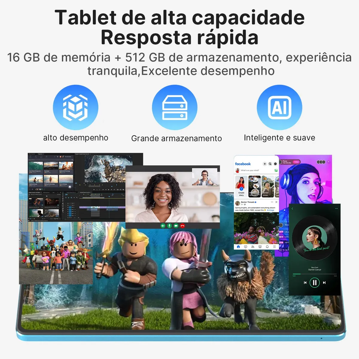 Tablet Android 15 Hancdon Tab Kit Completo Ram 16gb 512gb 12,8'' Hd Tela Apoia Wifi 2,4/4g/5g Dual Sim Bateria 8800mah... Lilás
