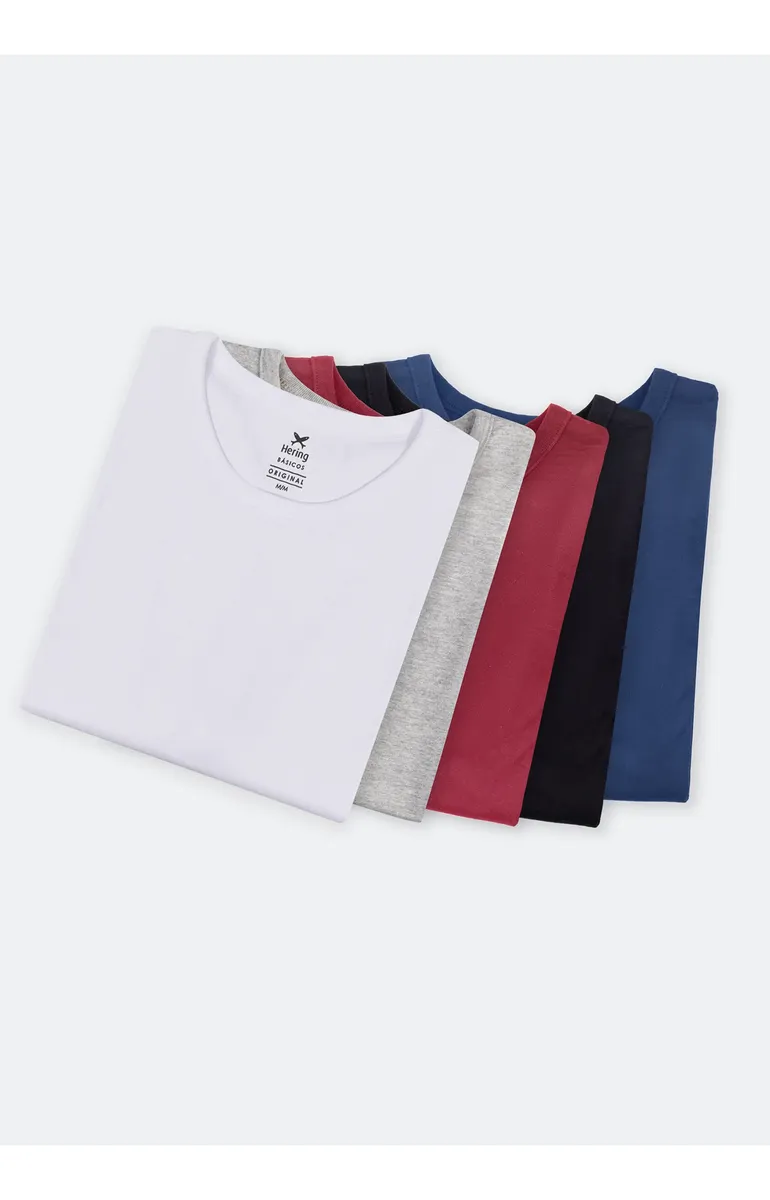 Kit Com 5 Camisetas Masculinas Básicas Hering