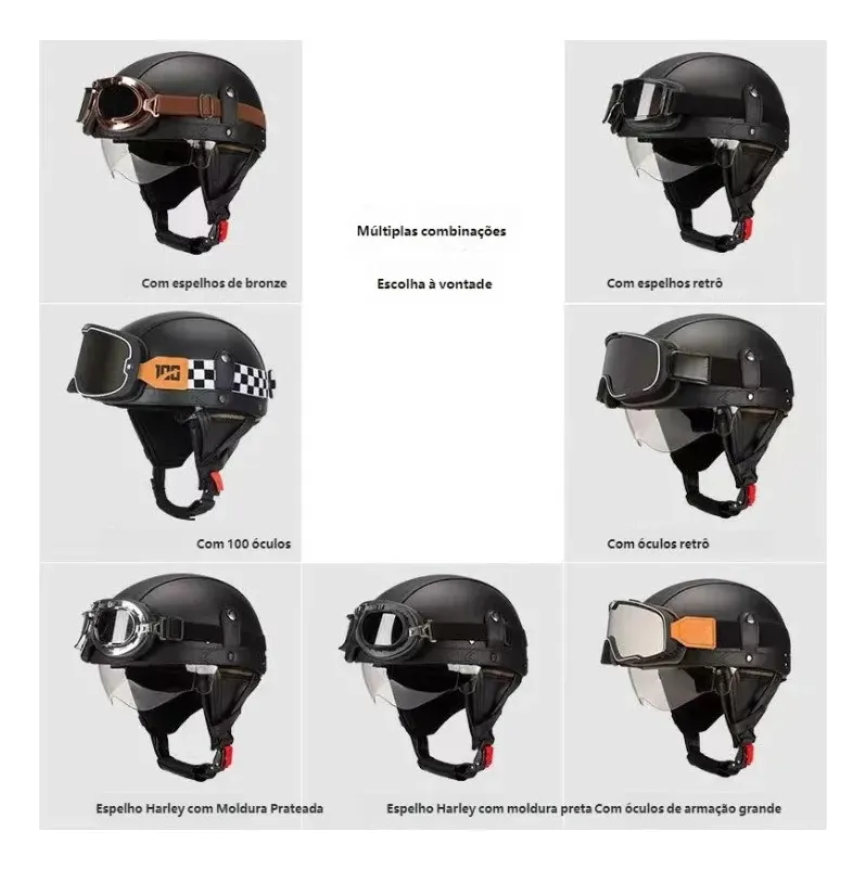 Capacete Retro Marrom Old School Café Racer Scooter Moto — foto 4