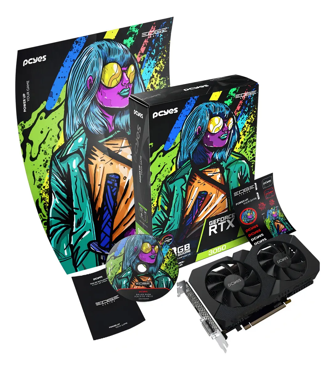 Placa de Vídeo Pcyes GeForce RTX 3050 6GB GDDR6 com Ray Tracing