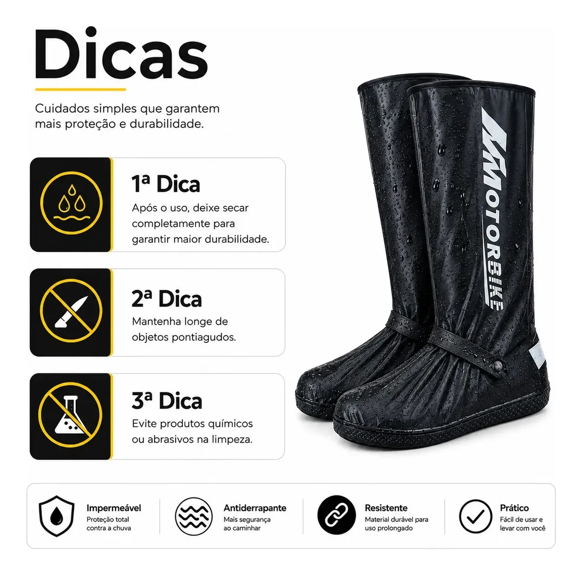 Capa De Chuva Para Calçado Motoqueiro Impermeável Antiderrapante
