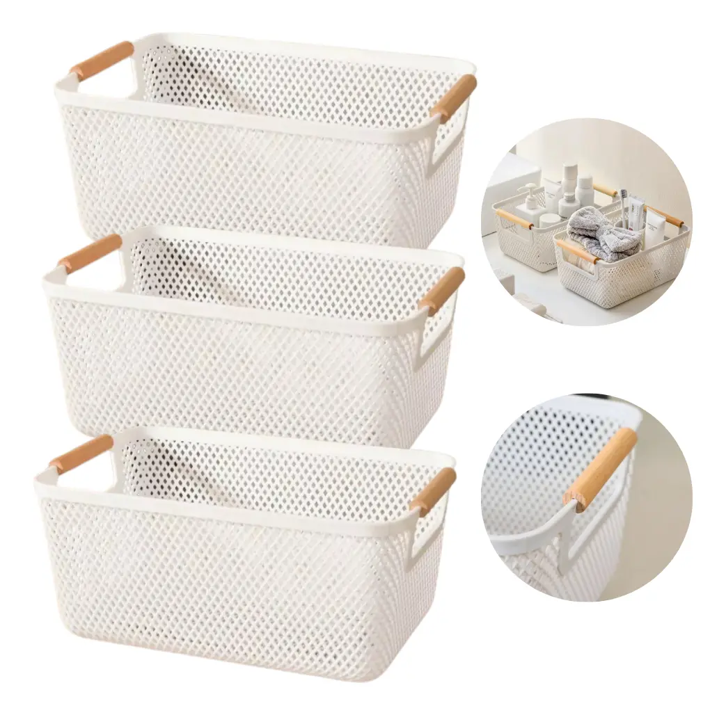 Kit 3 Cesto Organizador 27cm Multiuso Cozinha Lavanderia