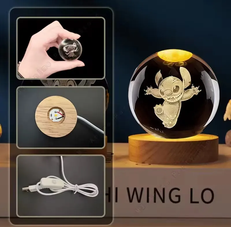 Lampara Esfera Bola De Cristal Stitch Sanrio Goku Avengers