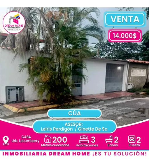 Casa En Venta Urb. Lecumberry  Cúa 
