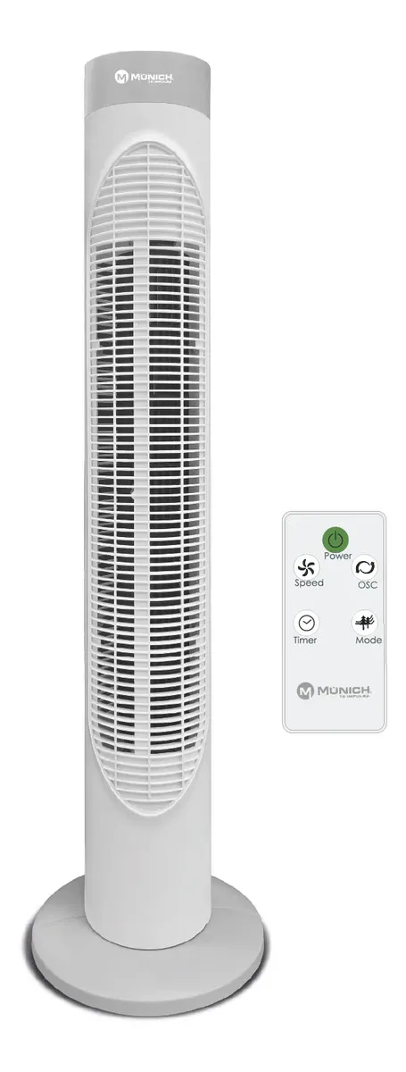 MUNICH Ventilador De Torre 32 Pulg. Control Remoto 3 Velocidades 45 W 20 cm MUNVTC-3255
