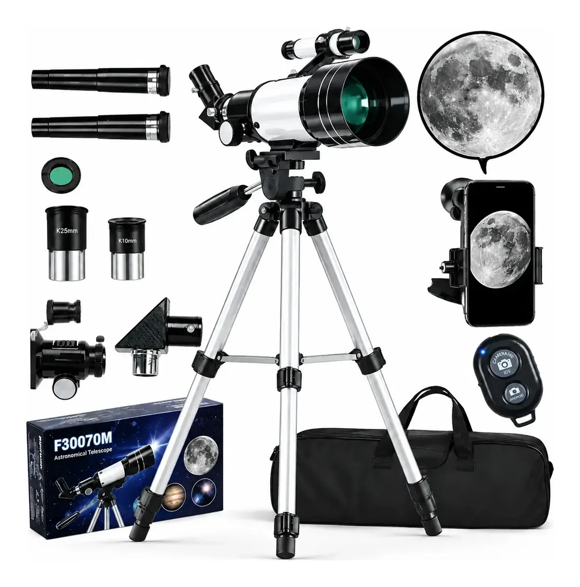 Telescópio Astronômico 70mm Com Tripé F300 70m F30070m Ultra