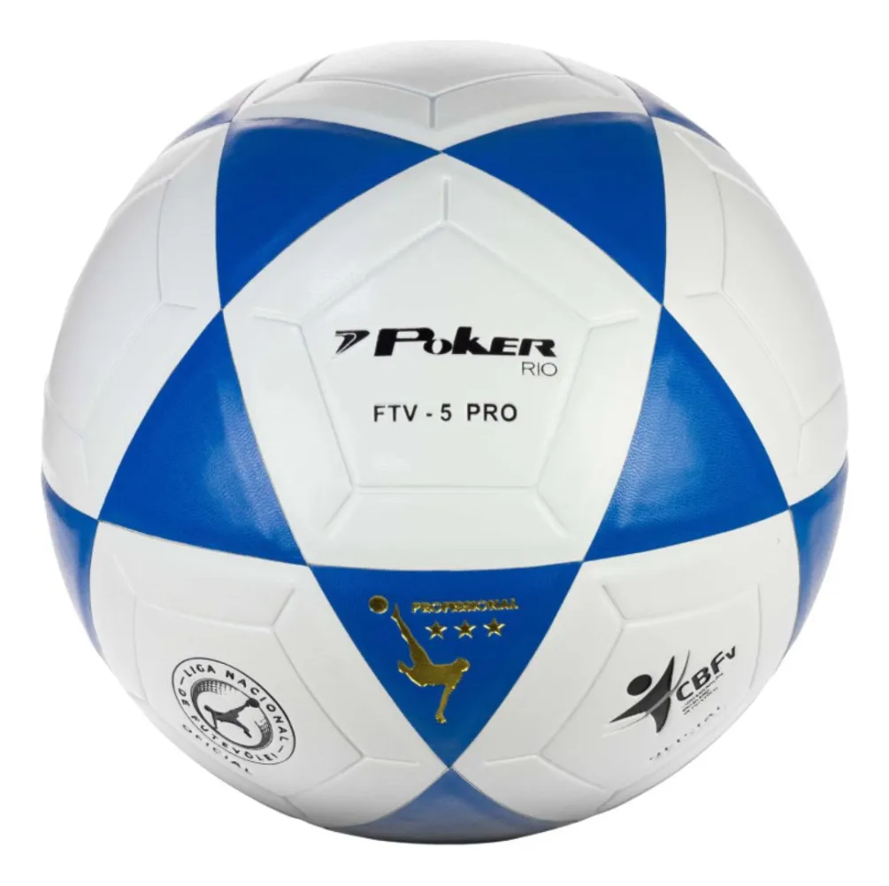 Bola Vulcanizada Rio Profissional Futvôlei Praia N°5 Poker Cor Branco - Azul