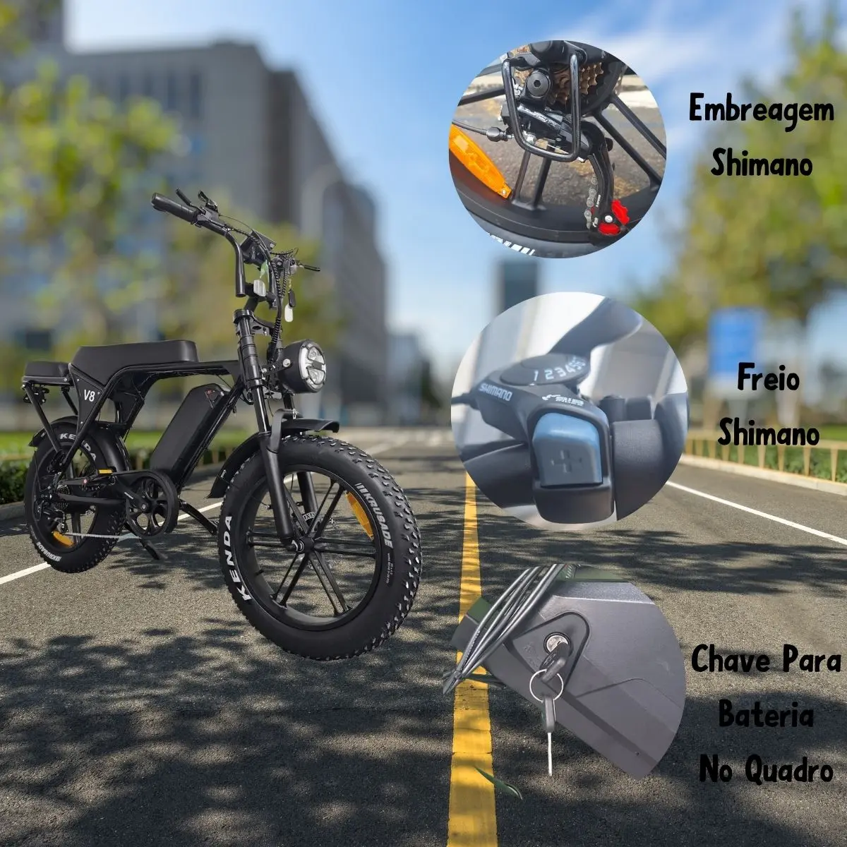 Detalhe do sistema de embreagem Shimano da bicicleta elétrica Starmega V8