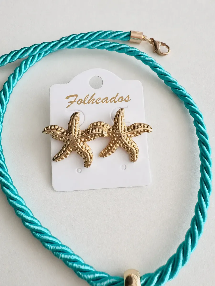 Kit Brinco Estrela Do Mar + Chocker Cordão Turquesa Praiamar — foto 3