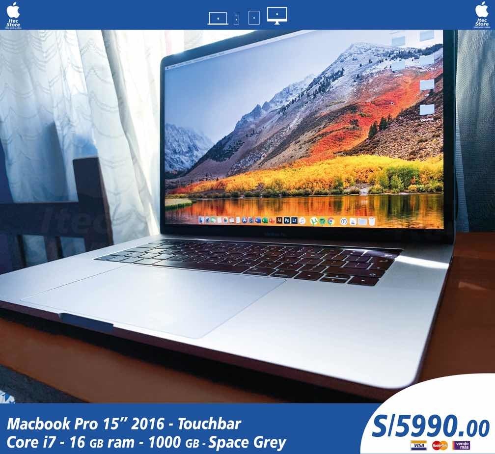 Macbook Pro 15.4 Touchbar- Core I7- 16 Gb Ram - 1000 Gb | Mercado Libre