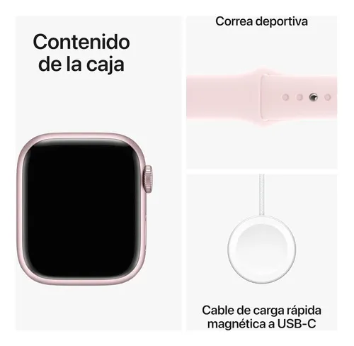 Imagen 6 de 6 de Apple Watch 9 Gps 45mm Caja Aluminio Color Pink Rosa - Correa Deportiva Rosa