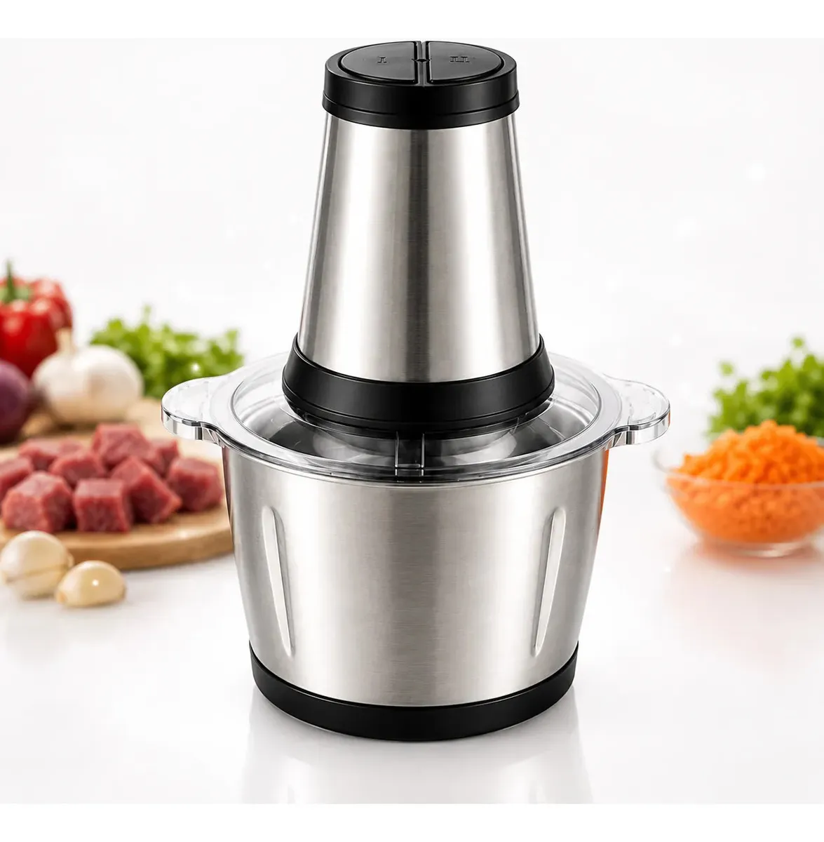 Processador De Alimentos Elétrico 2L Inox Moedor Picador 250w Multifuncional Cozinha