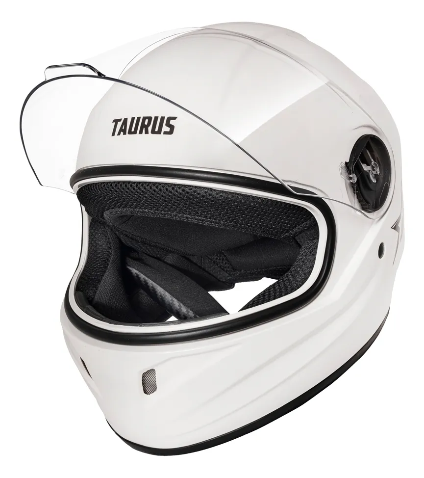 Capacete Moto Fechado Taurus Joy23 Strike Branco Brilhante