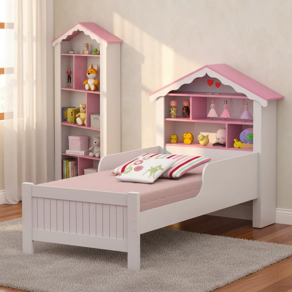 Cama Princesa Solteiro Com Colchão E Estante Quarto Menina