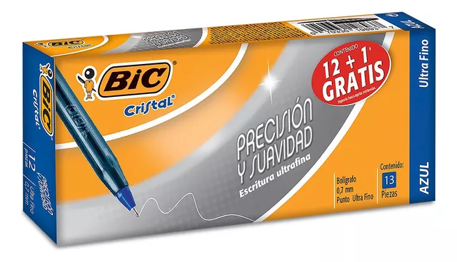 Plumas Bic Cristal Punto Ultrafino Colores 3 piezas