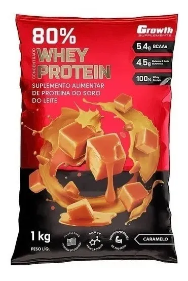 Whey Concentrado 80% Whey Protein - Growth Supplements Sabor Caramelo