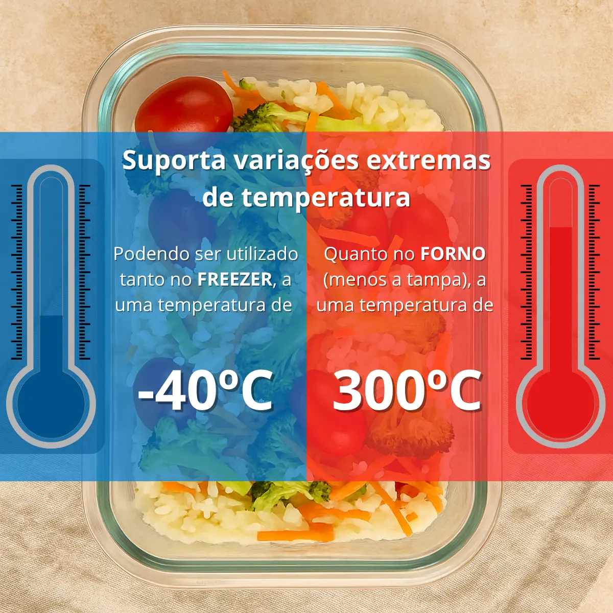 Potes Herméticos Aristus de Vidro Marmita para Forno, Micro-ondas e Freezer – Kit com 10 Unidades de 640ml