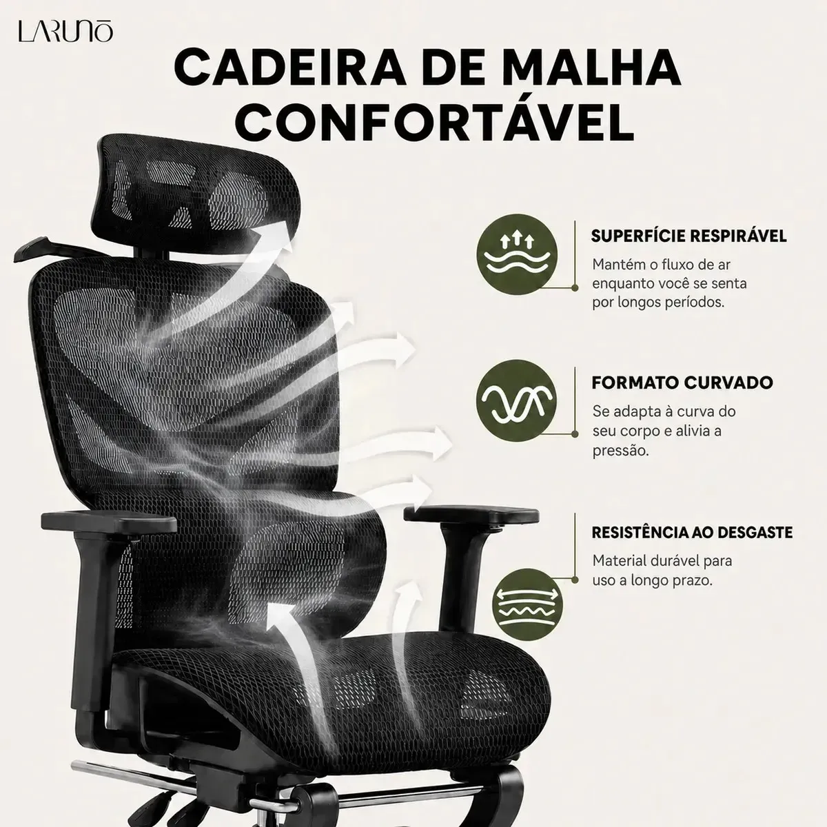 Cadeira Presidente Laruno Ergonômica Giratória Reclinável — foto 10