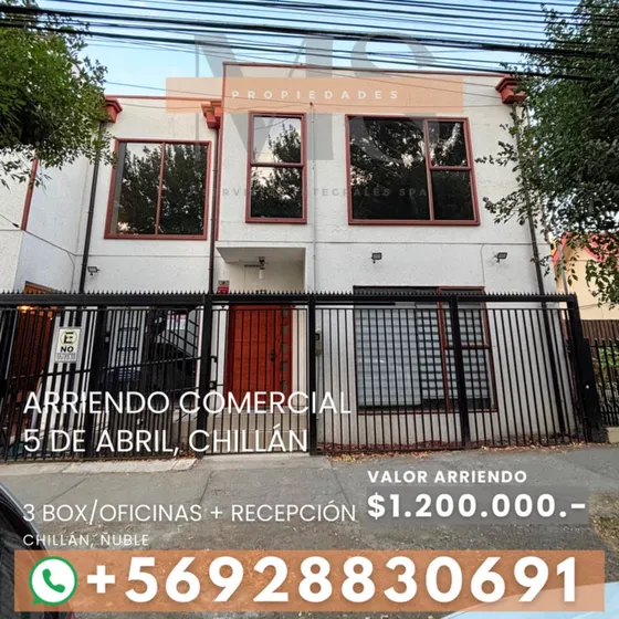 Arriendo Comercial  De 3 Box Oficinas Centro De Chillán