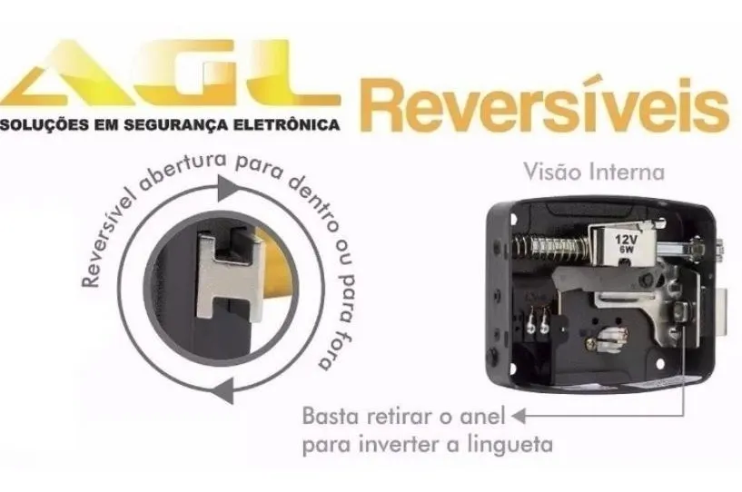 Imagem 2 de 3 de Fechadura Elétrica 12v Reversivel Agl Abre Fora Ou Dentro .