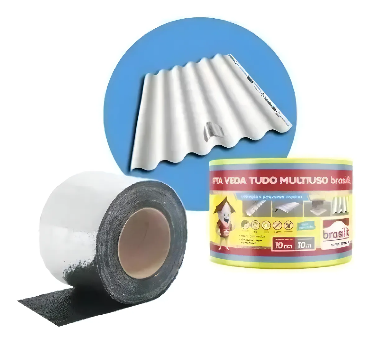 Fita Veda Tudo Manta Asfáltica Adesiva 10cm X 10m Brasilit