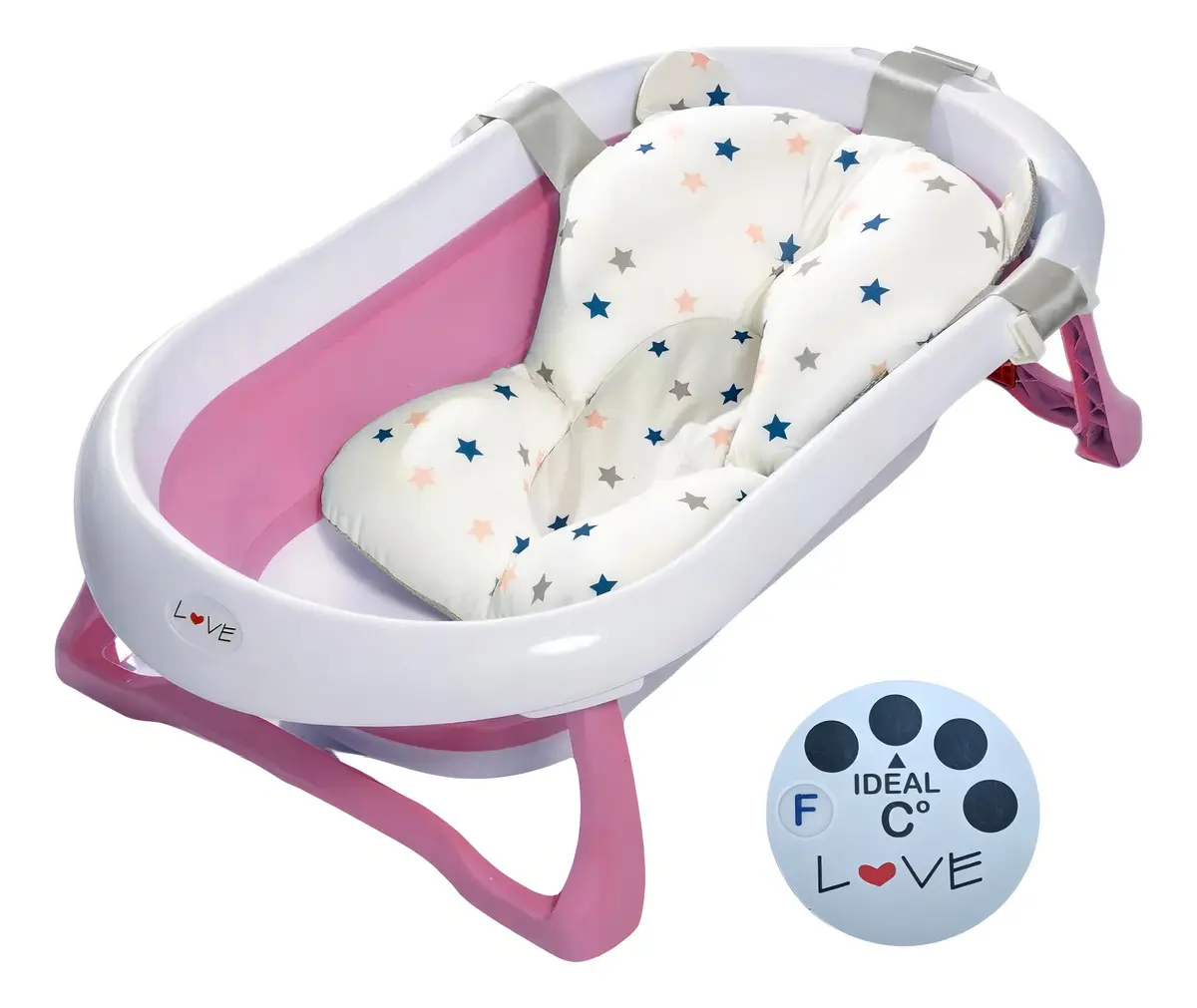 Love B330 Bañera Plegable Color Rosa 77cm X 43cm X 20cm Con Diseño