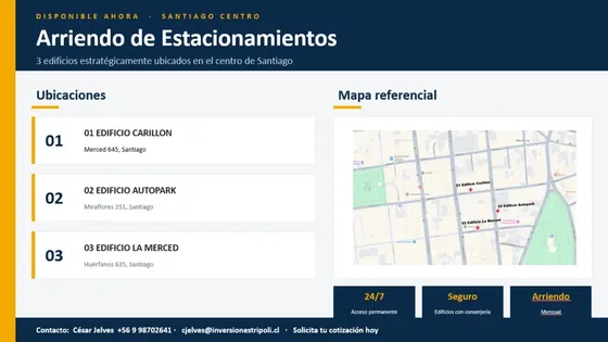 Estacionamientos En Pleno Centro De Santiago, Seguridad 24/7