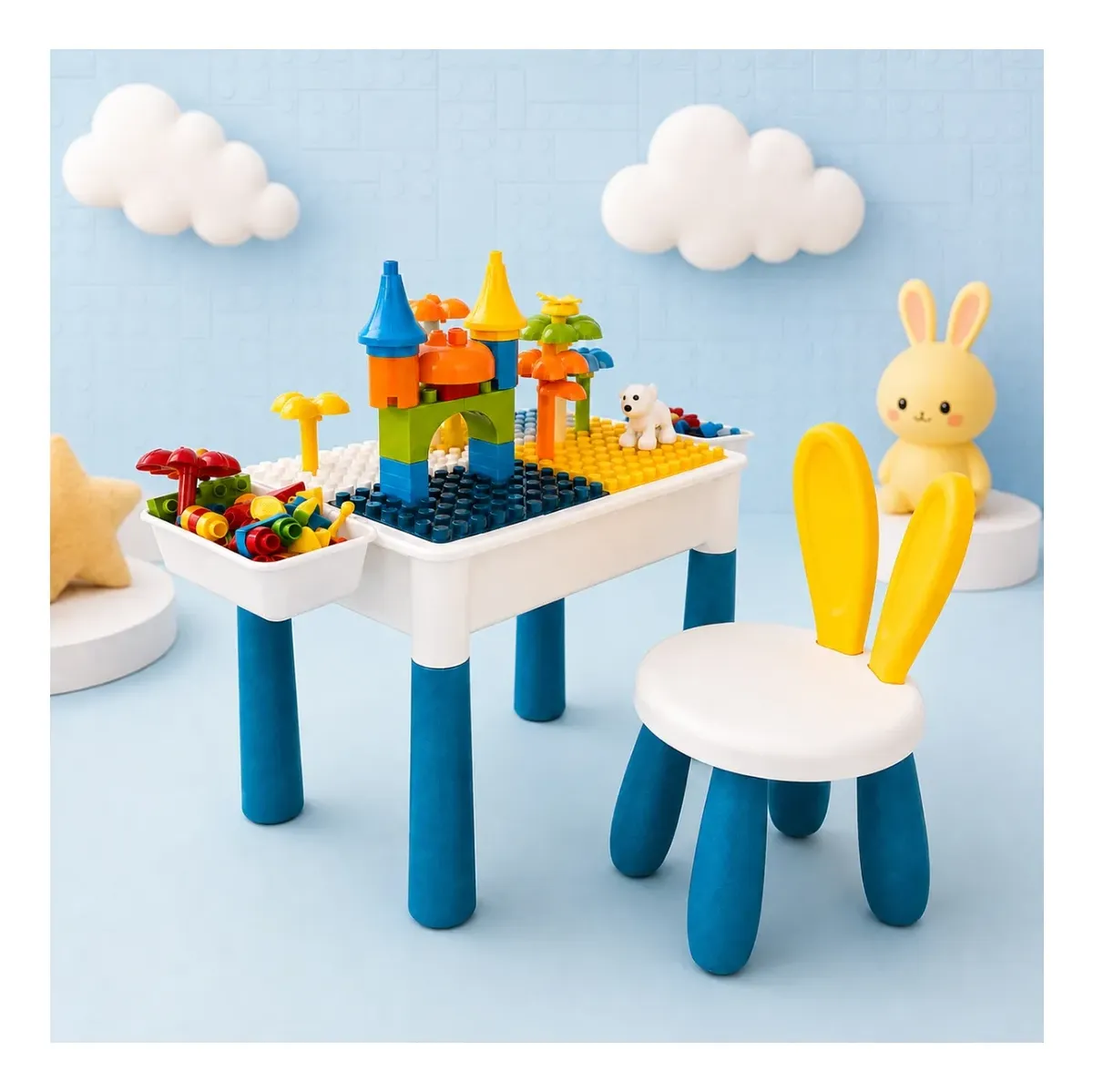 Mesa De Atividades Infantil 2 Em 1 Com Cadeira Orelhinha