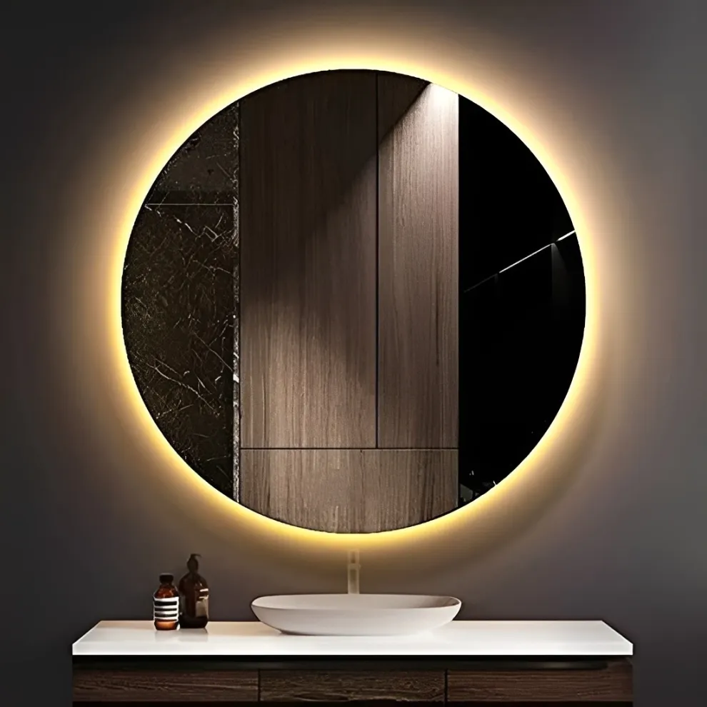 Espelho De Parede Led Quente Redondo De Banheiro E Sala De Estar Pinterest Led Quente - 50 Cm