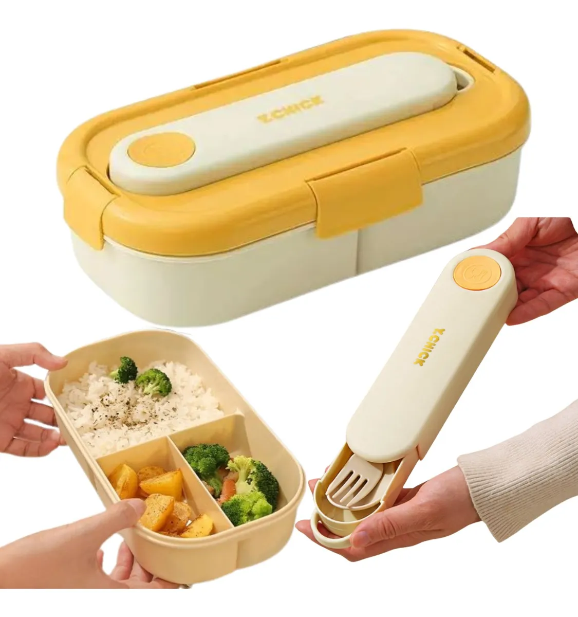 Lunchera Hermética Con Cubiertos Libre Bpa Vianda Alimentos