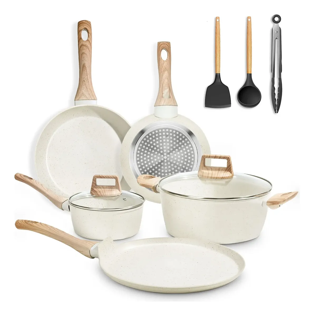 MLM 3527818050 bateria de cocina juego de ollas y sarten 10 piezas blanco JM