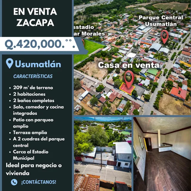 Casa En Venta En Usumatlan Zacapa