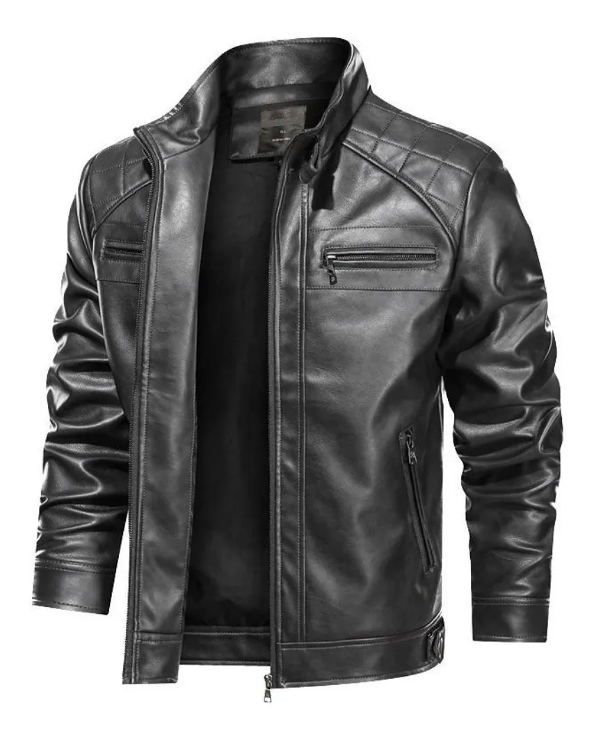 Jaqueta De Couro Masculino Slim Resistente