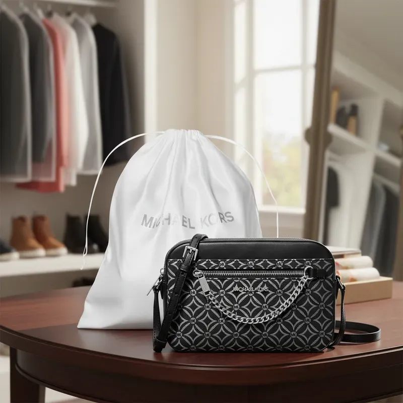 Bolsa Michael Kors Jet Set + Dustbag - Preta / Prata